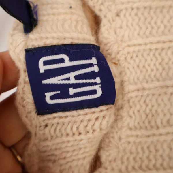 Vintage Gap Lambswool Angora Blend Sweater Cream Cable Knit Scalloped Neck S - Image 2