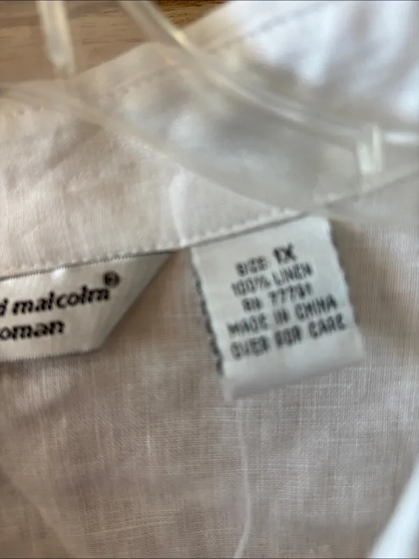 Richard Malcolm White Linen Casual Button-Down Shirt 1X NWT - Image 4