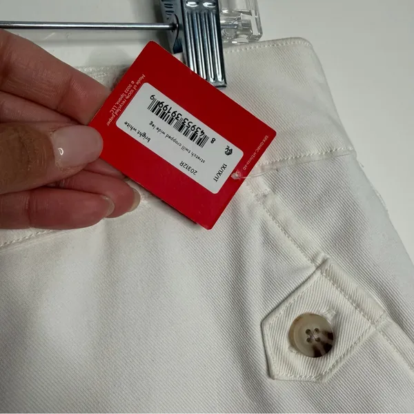 NWT‎ Spanx 1X Stretch Twill Cropped Pant Wide Leg Bright White Pull-On Casual - Image 6