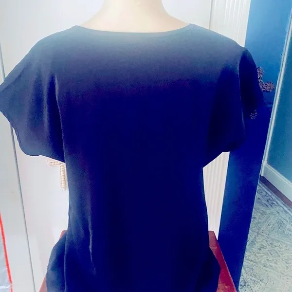 Vintage Black Embroidered Blouse Size 8 - Image 4