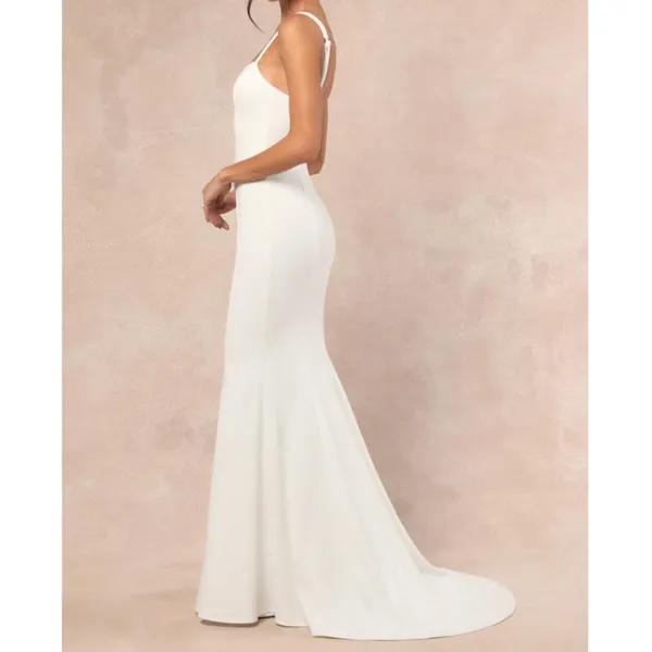 Lulus Luxe Bridal NWOT Safine White Backless Mermaid Maxi Wedding Dress Medium - Image 2