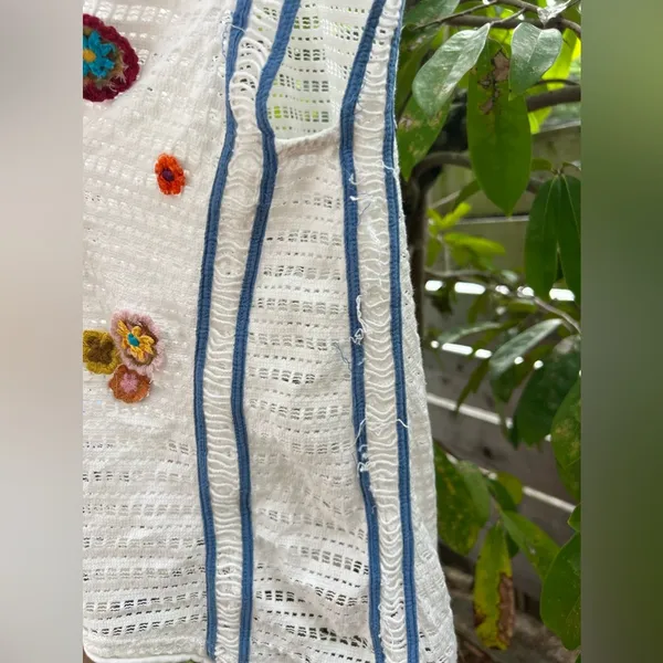 FREE PEOPLE Seaside Walkup Cover Up Top Vest Crochet Flowers Hippie Beach Resort - Image 6