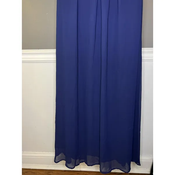 Lulus Dress Womens XS Blue Chiffon Plunge V Neck Maxi Side Slit Formal Gown - Image 9