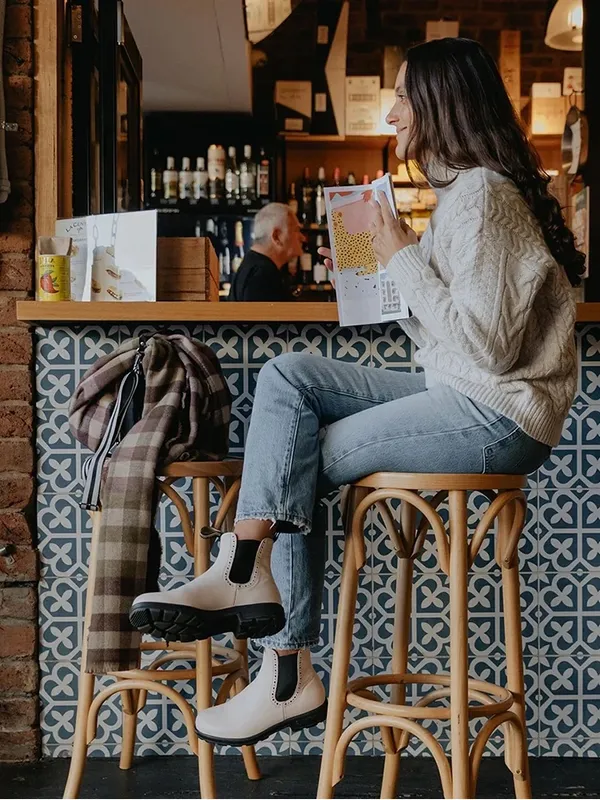 Blundstone • 2156 Women's High Top Chelsea Boots in Pearl cream leather pull on - Image 4