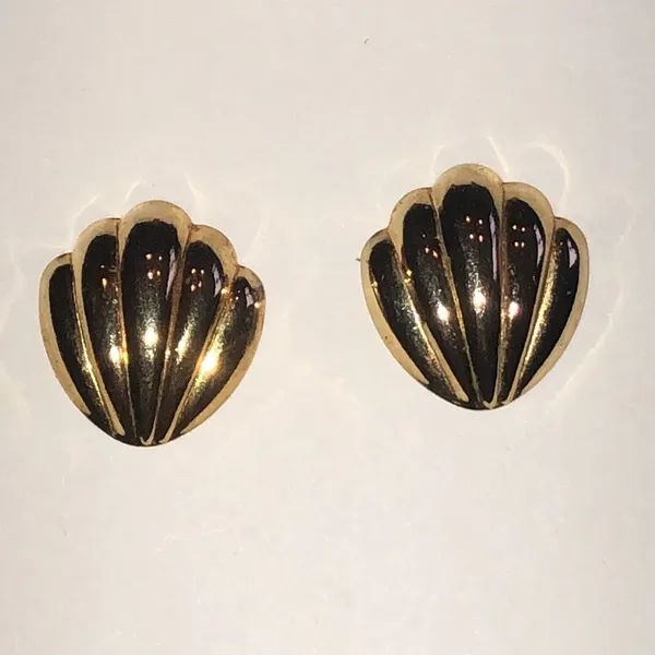 Gold Tone Vintage Boho Shell Earrings - Image 2
