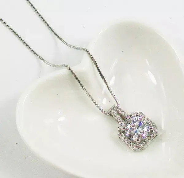 Necklace pendant chain 16” silver new Diamond Cz bling - Image 2