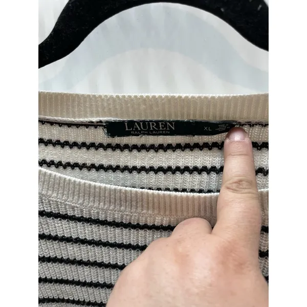 LRL cream & black striped Off Shoulders‎ coastal/farmhouse chic vibe XL - Image 2