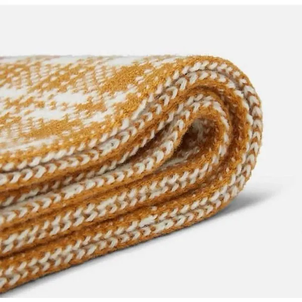 Timberland‎ Buffalo Plaid Knit Scarf in Wheat/Cream Chunky Women’s Unisex OS NWT - Image 4