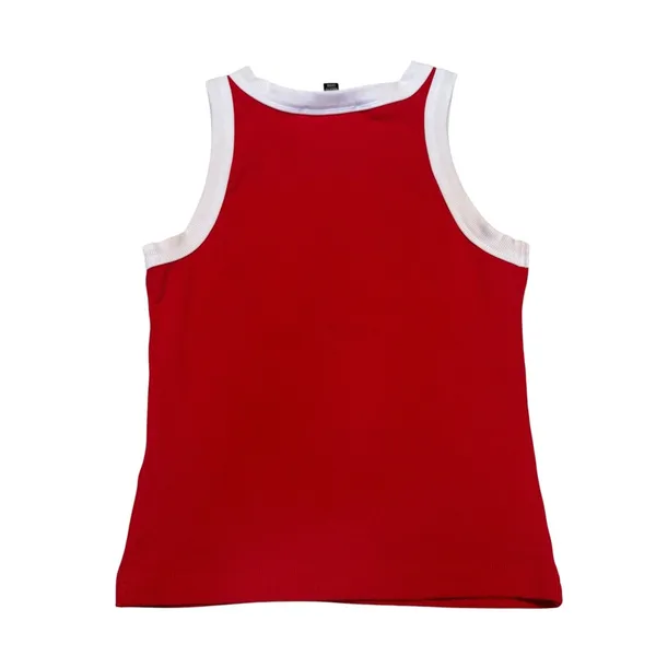 Wellness Club Ribbed Ringer Tank Top Red White Retro‎ Sporty Tennis Prep XS NWT - Image 4