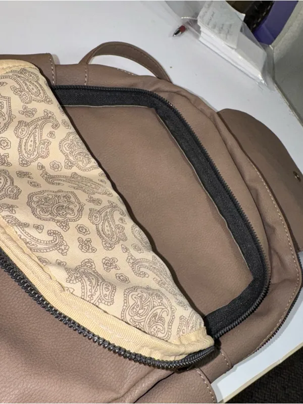 Chocolate Brown Large Backpack Purse w/ Decorative Nailheads - Image 7