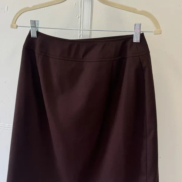 Vintage Lord & Taylor Brown 100% Pure New Wool Button Wrap Mini Skirt Size 4 - Image 6