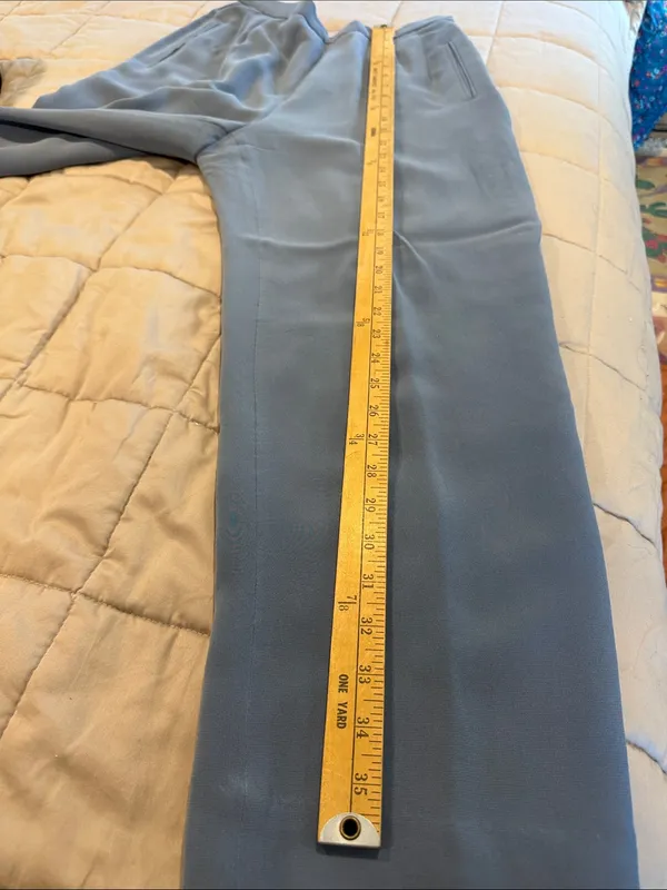 Valerie Stevens 100% Silk Pants Blue Wide Leg High Rise Pleated Vintage petite 6 - Image 6