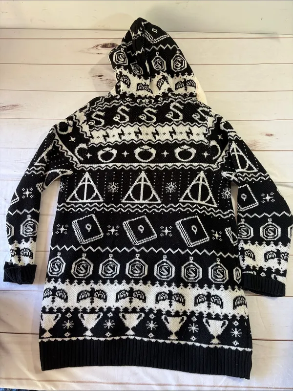 Harry Potter Fair Isle Open Cardigan Hooded Sweater - Image 12