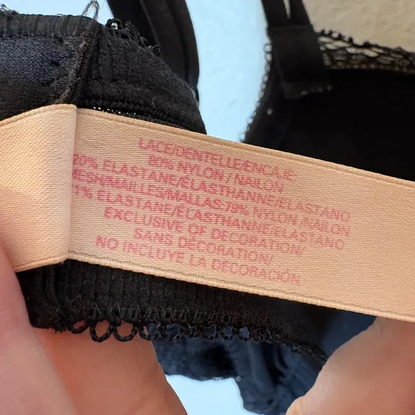 Victoria's Secret Black Lace Padded‎ Demi Bra Size 36D - Image 4