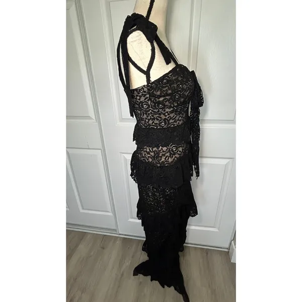Show Me Your Mumu Black‎ Lace Maxi Dress M NWT Monique Tiered Wedding Formal - Image 6
