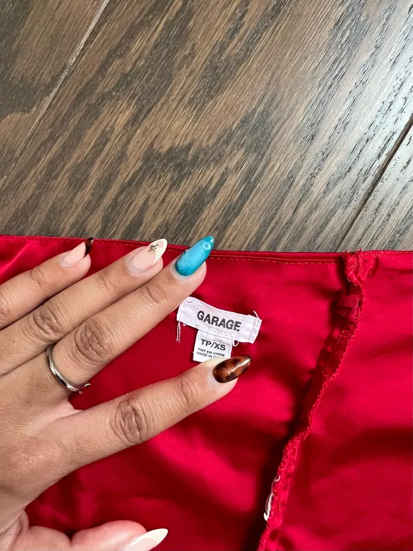 Garage Red Satin Tie Back Halter Top - Image 3