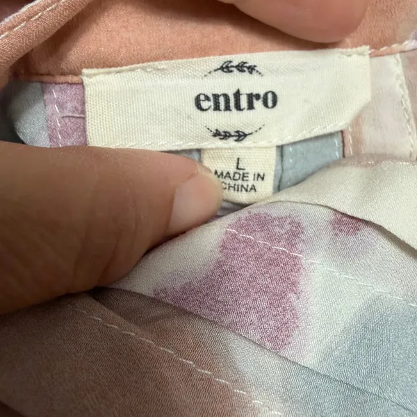 Entro Blouse Large Pastel Tie Dye Balloon Sleeve V-Neck Boho Festival Watercolor - Image 6