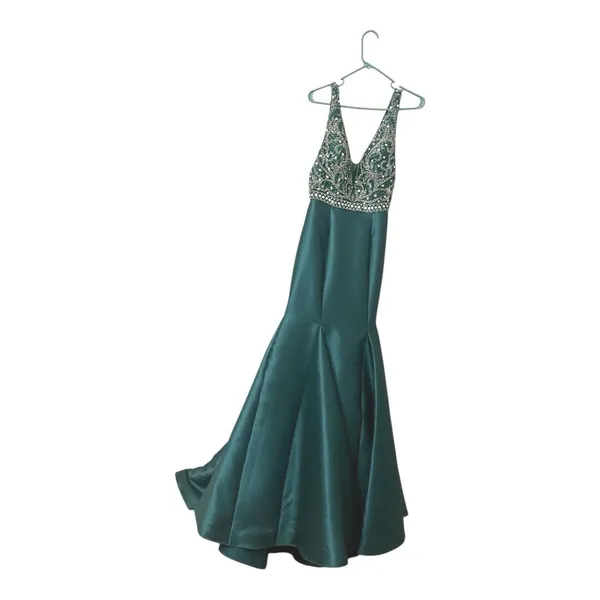 VIENNA Prom Homecoming‎ Pageant Dress Emerald Green Size 6 Mermaid Embellished - Image 6