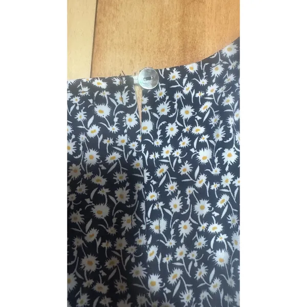 Coco + Carmen Navy Blue Floral‎ Daisy Smocked Waist Ruffle Faux Wrap Dress S/M - Image 8
