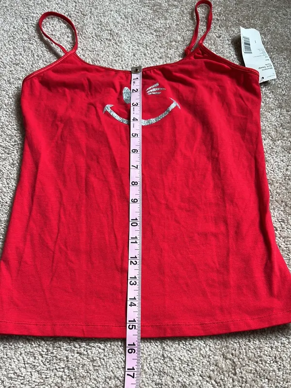 Joe Boxer NWT Vintage Red Knit Winky Smiley Face Sleep Tank. Size Small - Image 5