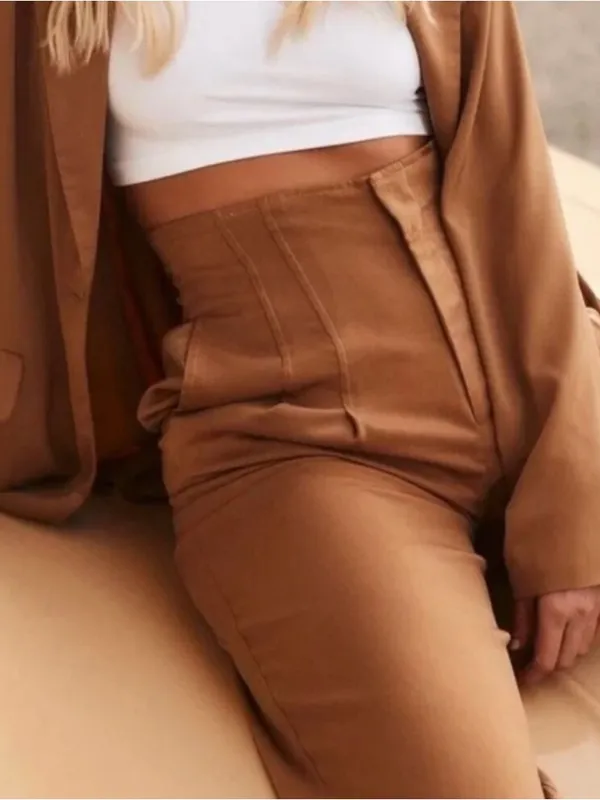 NWT 12th Tribe x The Salty Blonde Halley Wide Leg Satin Trousers in Bronze Small - Image 2