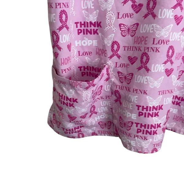 Cassandra O Scrubs Women Top 2X‎ Pink Medical Nurse Breast Cancer Awareness - Image 6