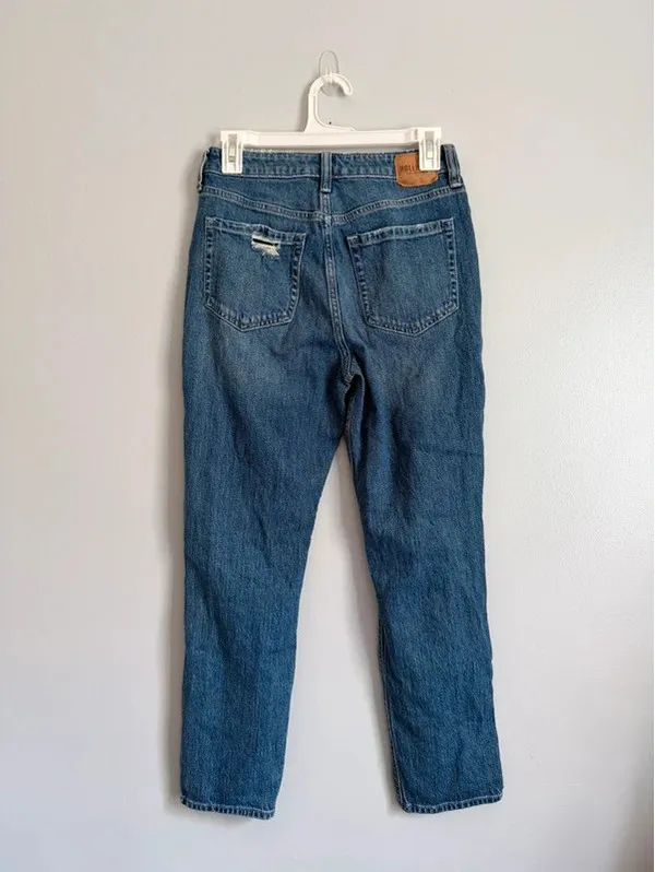 Hollister Ultra High Rise Mom Jeans W27 4R Distressed Ripped - Image 3