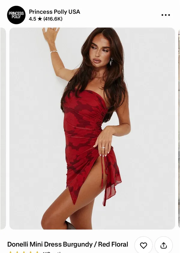 Princess Polly Donelli Mini Dress Red Floral 4 - Image 2
