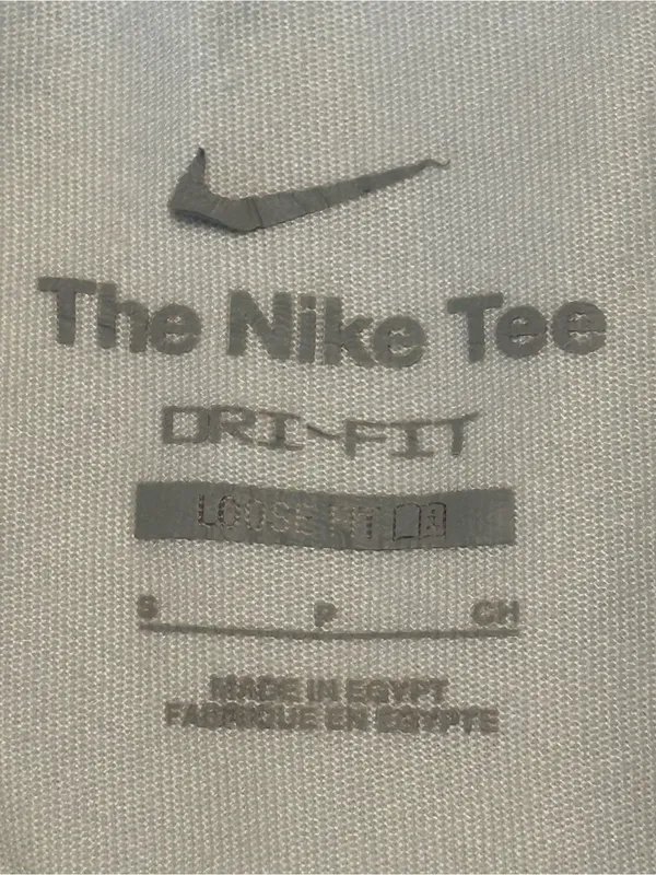 Nike White Cropped Oversized Swoosh Tee size Small - Image 5