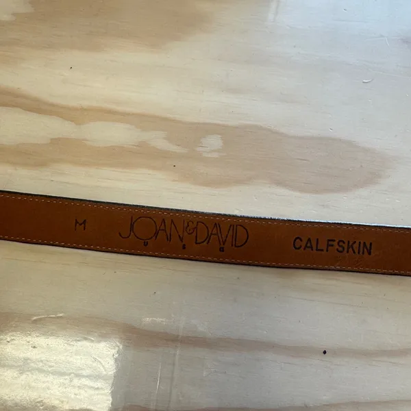 Joan & David Brown Croc Embossed Calfskin Leather Belt Size M Gold Buckle USA - Image 5
