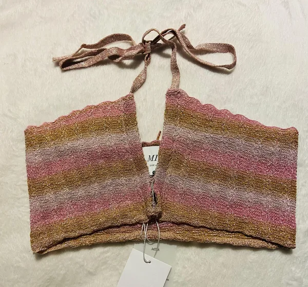 MISA Los Angeles Blanca Tie Halter Top - Image 2