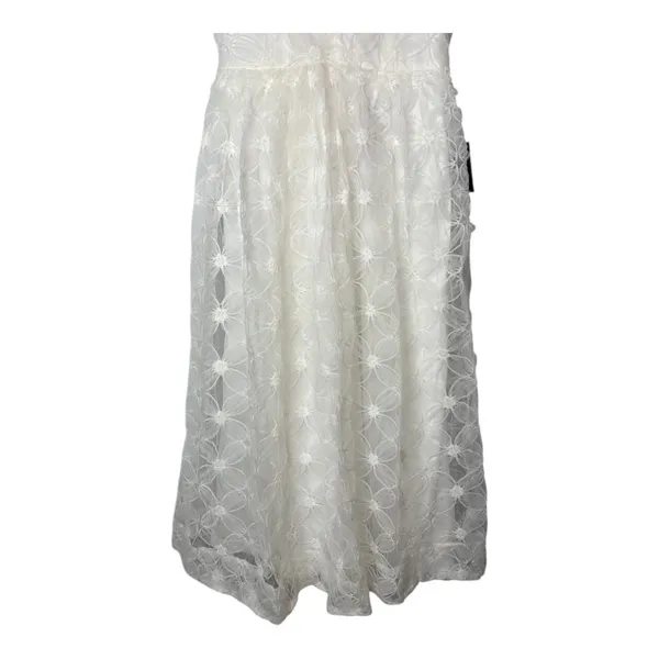 Lulus Floral Lace Midi Dress XS White Bridal Shower Wedding Smocked Coquette NWT - Image 10