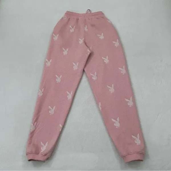 Playboy X Missguided Pink Bunny All Over Print Comfy Lounge Sweatpants Womens XS - Image 10