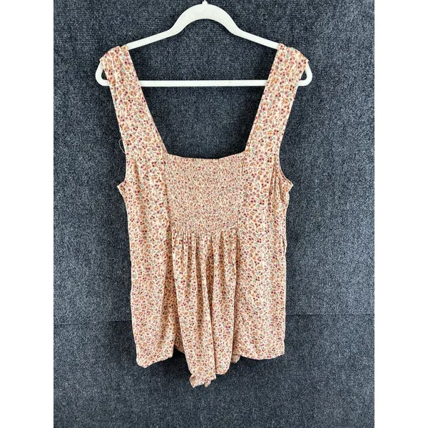 NWT AMERICAN EAGLE Floral Jumpsuit Romper L Smocked Back Pockets Boho - Image 8