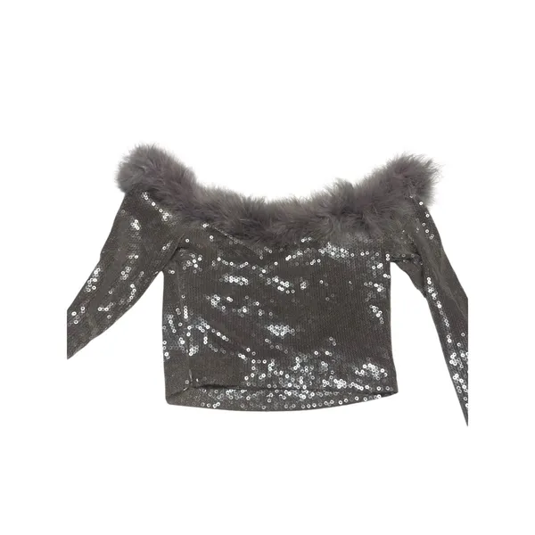 Faux Fur-Trim Sequin Crop Top by Forever 21, size small - Image 11