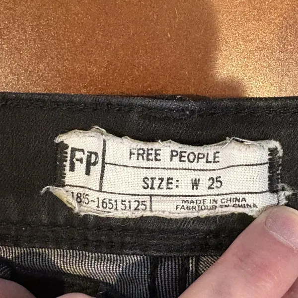 Free People Jeans Womens Sz 25 black Mid‎ Rise Straight Leg - Image 4