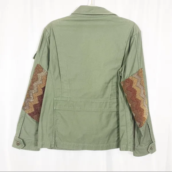 Capulet x Anthropologie Embellished Military Jacket: Army Olive Green - Image 5