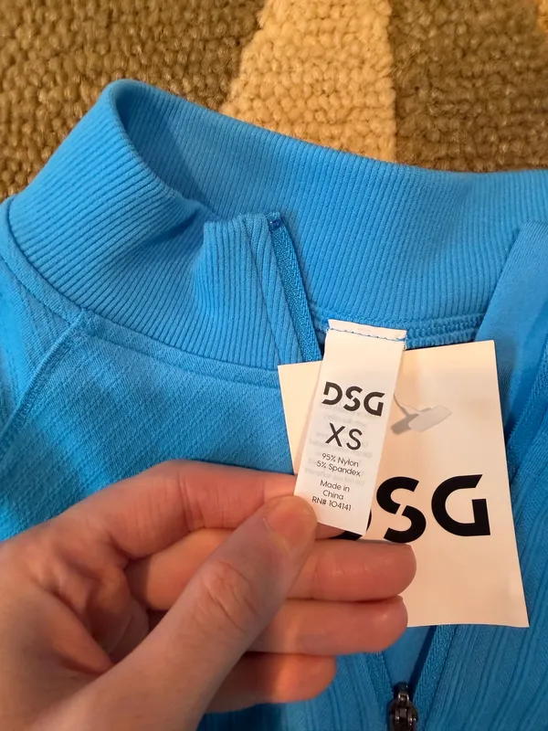 NWT DSG Momentum Seamless 1/4 Zip Long Sleeve Workout Top Cropped Aqua Blue XS - Image 5