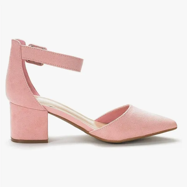 Elegant Pink Ankle Strap Block Heels - Image 4