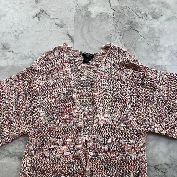 Hooked Up by IOT Size Small S‎ Open Knit Cardigan Sweater Rainbow Color - Image 2
