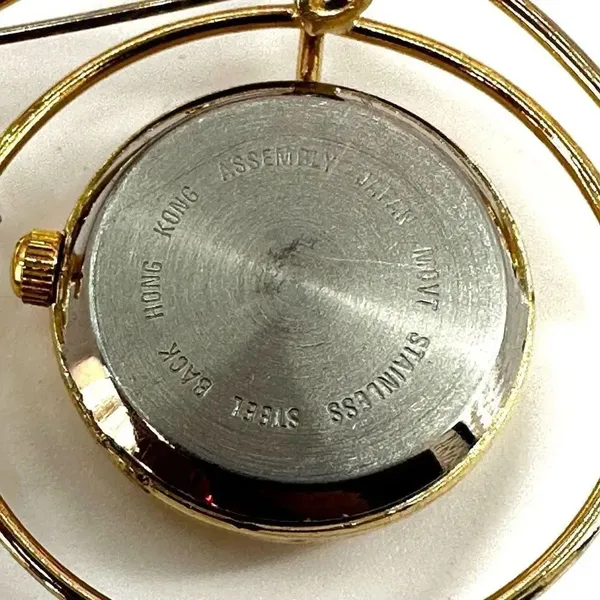 CF Gold tone watch bicycle brooch - Image 6