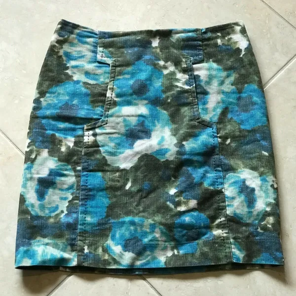 Anthropologie Postmark‎ Calabria Watercolor Floral Corduroy Skirt Size 00 - Image 3