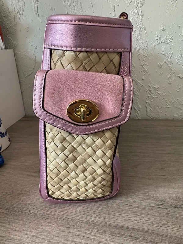 Coach Vintage 2004 Pink Straw Tote Bag - Style 4419 - Image 6