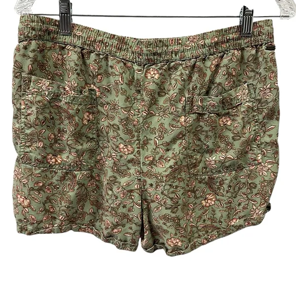 Viscose Oneill Fran Green Floral Print Drawstring Waist 4 Pocket Shorts Womens L - Image 4