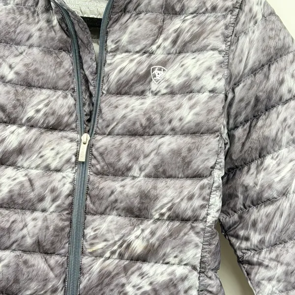 Ariat Ideal‎ Down Jacket Womens Small Gray Print Puffer Packable Coat - Image 3