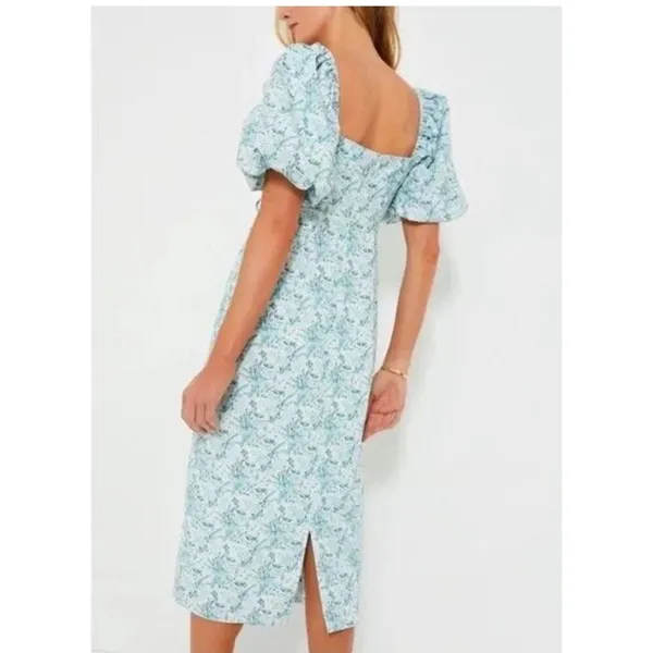 Tuckernuck Hyacinth House Teal Floral Lace-Up Lila Midi Dress Size Small - Image 10