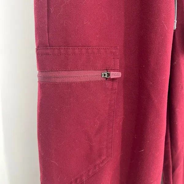 FIGS Zamora Jogger Scrub Pants Burgundy Drawstring XXS Women's - Image 6