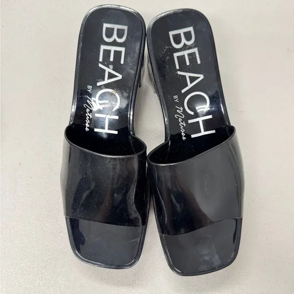 Matisse Beach Black Rubber Slides Chunky Heel Womens 9 Sandal Casual Beachy Shoe - Image 4