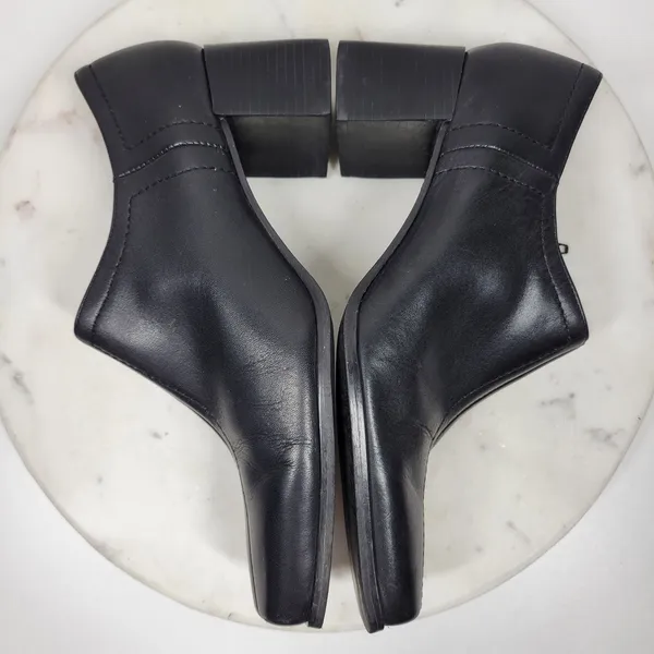 Naturalizer Stitch In Time Ankle Boots 7.5 Black Leather Chunky Heels Square Toe - Image 12