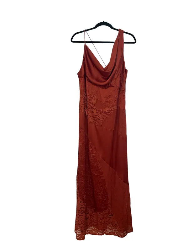 ASOS Cowl Neck Maxi Dress with Lace-Detail - Rust (Size 10) - Image 2